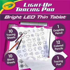 Crayola Light Up Tracing Pad Pink, for Kids, Age 6, 7, 8, 9